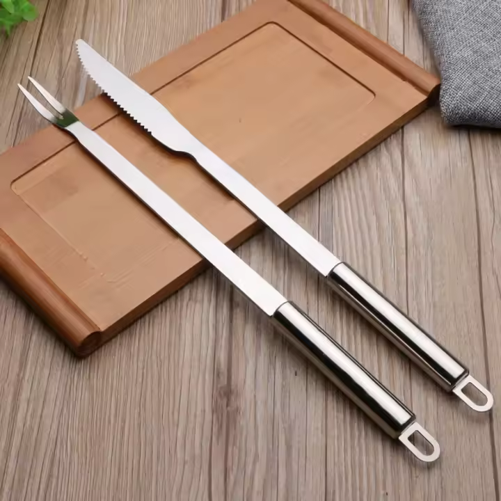 Set de Cuchillo y Garfillo para Asar Lamb Herramienta de Barbacoa de Acero Inoxidable para Barbacoas y Parrillas al Aire Libre - 1