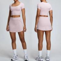 Conjunto de 2 piezas de Yoga Fiess, ropa deportiva informal para exteriores, falda de corte A - details 2