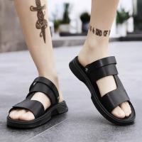 2025 nuevas sandalias de piel de vaca de primera capa zapatos de playa de cuero transpirable para hombres casual suela suave de mediana edad y ancianos papá zapatos de los hombres. - details 22