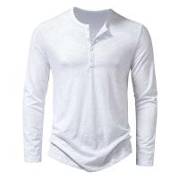 Camiseta 2025, polo Henry de algodón de bambú, camiseta de manga larga a la moda para hombre - details 7