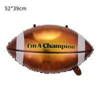 Globo de película de aluminio para fiesta de cumpleaños, decoración de Ambiente, Copa del Mundo, fútbol, Rugby, blanco y negro - details 0