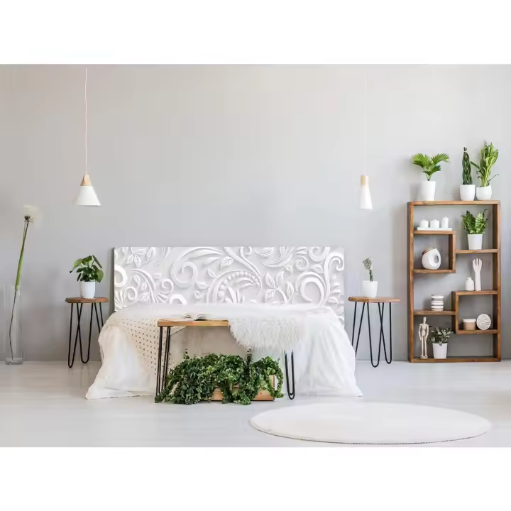 Oedim - Cama PVC Estampado Blanco 150x60cm |   Disponible en varias medidas |   Cabecera Ligera, Elegante, Resistente y Económica - 1