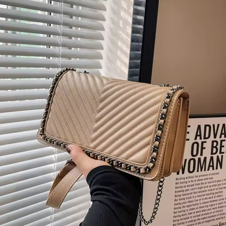 Elegante Bolso de Hombro de Cuero Sintético con Aretes Bolso de Lapa en Forma de V para Mujeres - 1