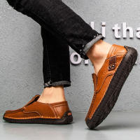 Zapatos De Cuero Hechos a Mano Para Hombre Mocasines Casuales Cómodos Zapatos Planos Para Exterior Caminar Talla Verdadera Para Adultos - details 19