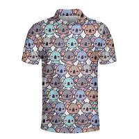 Polos de manga corta para hombre y mujer, camisetas con estampado de dibujos animados de animales, pingüinos, osos, ardillas, botones gráficos, 14 - details 2