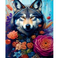 Pintura por números RUOPOTY 40x50cm Marco DIY para adultos Lobo y flores Kits principiantes Dibujo acrílico Artesanías para el hogar Material de lona Estilo abstracto - details 2