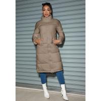 Chaqueta larga de algodón para mujer, camiseta cálida de Color sólido a la moda, invierno, 2024 - details 11