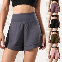 Pantalones cortos deportivos atléticos de cintura alta para mujer, Shorts deportivos de Color sólido para gimnasio, Yoga, entrenamiento, correr, bailar, Golf, tenis, con bolsillo - details 0
