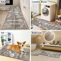Alfombra de cocina antifatiga Alfombra de cocina antideslizante e impermeable Cómoda alfombra antideslizante de colores y resistente a la suciedad para los pies 40*60+40*120cm Marrón - details 2