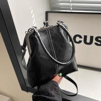 Bolso de hombro elegante con cierre de beso, bolso cruzado de estilo chino Retro de cuero PU, bolso de mujer Vintage de gran capacidad de Color sólido - details 37