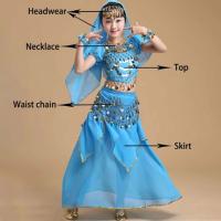 Conjunto de trajes de baile con tocado dulce, vestido de princesa, trajes coloridos de danza del vientre, regalos de ropa para niñas de la India deslumbrantes y brillantes - details 21
