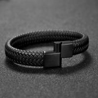 Pulsera trenzada de acero inoxidable para hombre y mujer, brazalete multicapa de Color negro y marrón, joyería de cuero - details 7