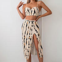 Conjunto de Bikini de tres piezas para mujer, traje de baño con estampado de falda larga y bolsa dura, novedad de 2024 - details 15