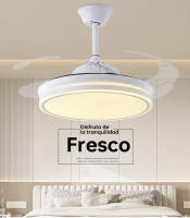 Disponible Ventilador de techo invisible con motor DC 6 velocidades Tecnología LED muy eficiente 72W Tres tonalidades, Mando a distancia con temporizador, Color e intensidad de luz regulables, Motor inverter verano/invierno ultra silencioso. - details 0