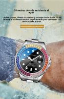 Reloj Automático de Cuarzo Italiano Resistente al Agua 30M, Esfera Multicolor Luminosa, Calendario Perpetuo, Correa de Acero Inoxidable con Cierre de Mariposa, Cristal Mineral Antiarrañazos, Diseño Moderno para Deporte y Oficina - details 2