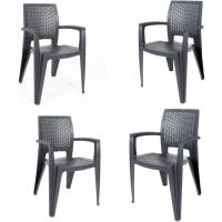 Caribe - Lote de 4 Sillas de Resina. 85 x 54 x 57 cm (Antracita) - details 0