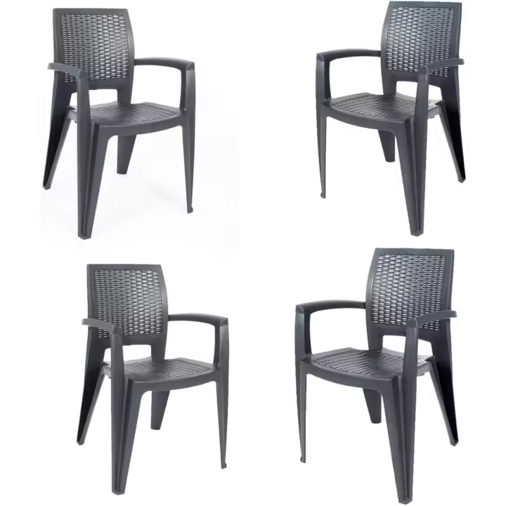 Caribe - Lote de 4 Sillas de Resina. 85 x 54 x 57 cm (Antracita) - 1