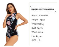 Monokini de tres baños para surf con estampado de cremallera y manga larga con protección UV para mujer - details 1