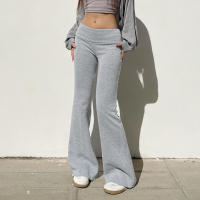 BUNO-Pantalones acampanados lisos básicos informales para mujer Y2K, pantalones ajustados de cintura baja con corte de bota, moda de otoño y primavera 2024, ropa de calle para mujer - details 6