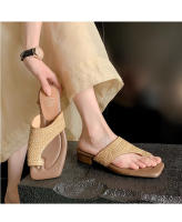Sandalias Platas Retro Francesas con Punta Tejida Zapatillas de Moda para Mujeres 2025 - details 21