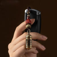 Llavero De Cuerda De Cuero Y Latón Con Sutra Budista Tíbetano Para Coche Colgante De Suerte Joyería Lanyard Para Bolsos Vintage Unisex - details 1