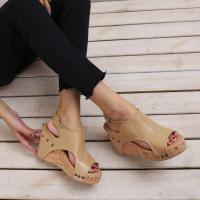Sandalias de tacón de cuña para mujer, zapatos de plataforma, moda de verano - details 6