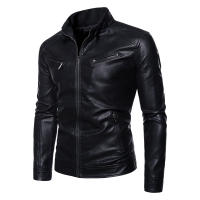 Nuevos hombres Stand Collar Tops Otoño Invierno moda Casual versátil chaqueta de cuero al aire libre suelta simplicidad comodidad abrigo sólido hombres - details 1