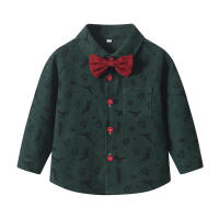 Cárdigan de manga larga con estampado otoñal y lazo, traje formal de moda para niños grandes, ropa infantil - details 5