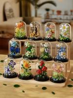 Ramo de flores en miniatura Bonsai Bloques de construcción Plantas artificiales de plástico Cubierta de polvo Modelos Decoración del hogar Juguetes Niños Brithday Regalo - details 0