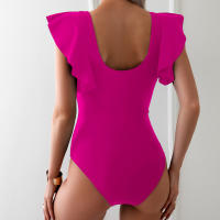 New Clashing One-piece Swimming Costume Small Fly Sleeve Bikini Women Quick Dry Sports Deep V Cross Hollow One-piece Swimsuit - details 35