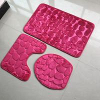 Alfombra absorbente de lana de coral de guijarros en relieve, alfombrilla para el suelo del baño, alfombrilla para el inodoro en forma de U, juego de dos piezas - details 3
