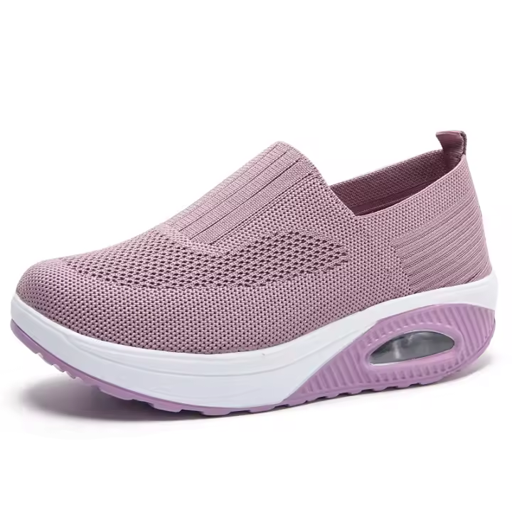 Zapatos cómodos para caminar para mujer, zapatos ortopédicos antideslizantes con cojín de aire, zapatillas de deporte con plataforma sin cordones y cuña transpirable para mujer - 1