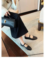 Suela blanda de cuero suave con hebilla de una palabra y zapatos planos de boca poco profunda, zapatos de cuero pequeños para dama. - details 31