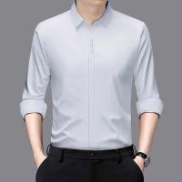 Nueva camisa informal de negocios de manga larga de Color sólido resistente a las arrugas cómoda para todas las estaciones Top versátil - details 7