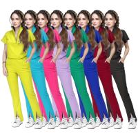 Túnica multicolor de alta calidad, traje de trabajo para Spa, uniforme de Hospital para enfermeras, conjuntos de exfoliantes para mujer, conjunto con cremallera, uniformes médicos de manga corta - details 1
