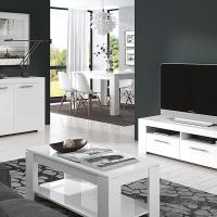 Mesa Centro con Revistero Elegante Acabado en Blanco Artik Medidas: 102 cm (Largo) x 43/54 cm (Alto) x 50 cm (Fondo) - details 1
