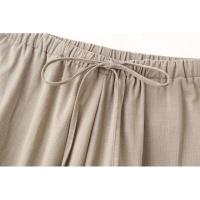 BUNO-Conjunto de pantalón de pierna ancha para mujer, chaqueta fina de manga larga con cuello de pico y solapa, abrigo con cinturón, traje liso para verano, 2025 - details 15