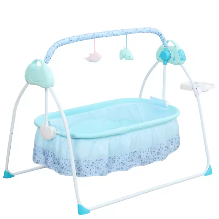 Cuna Eléctrica para Bebé Pendulete Automático Cama de Niño Deportes y Salud Cunas Azul Blanco - 1