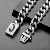con hebilla, resistente, 19MM espesor, ancho, Collar cadena eslabones cubanos Metal de acero inoxidable para perros grandes - details 6