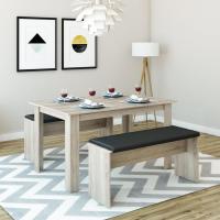 Mesa de comedor Sentio, antracita/roble dorado, 90 x 140 cm con 2 bancos - details 11