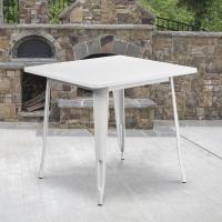 Mesa Cuadrada de Metal Blanco de Grado Comercial de 80 cm para Interiores y Exteriores - details 1