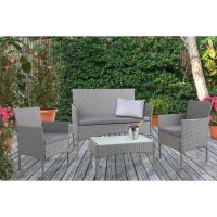 Muebles de jardín de Resina Trenzada Negra - 4 Asientos: 1 sofá, 2 sillones, 1 Mesa de Centro - Cojines Beige con - details 14