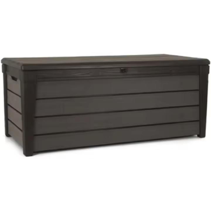 Arcón exterior Baúl de almacenamiento Capacidad 454L Resina Color Marrón Ordenación jardín y balcón - 1