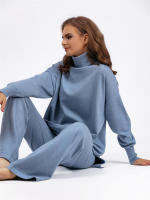 BGTEEVER-suéteres cálidos de manga larga para mujer, jersey de cuello alto y pantalones de pierna ancha de punto, trajes elegantes e informales, 2 piezas - details 15