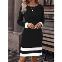 Nuevo suéter de punto con cuello de lunares Otoño Invierno con cintura y mangas largas para mujer, vestido cónico de manga larga. - details 3