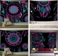 Atrapasueños De Luna psicodélica, tapiz de plumas, Hippie, Mandala bohemio grande, tela de pared, alfombra, decoración de techo para habitación - details 0