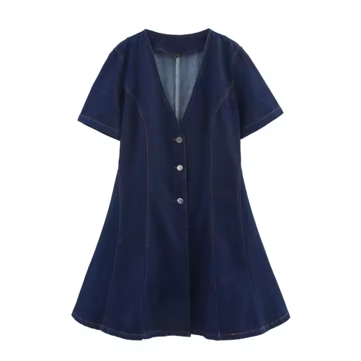 BUNO-minifalda de punto sofisticada para mujer, Top de moda con cuello en V, volantes, corte Regular, vestidos de manga corta, verano 2025 - 1