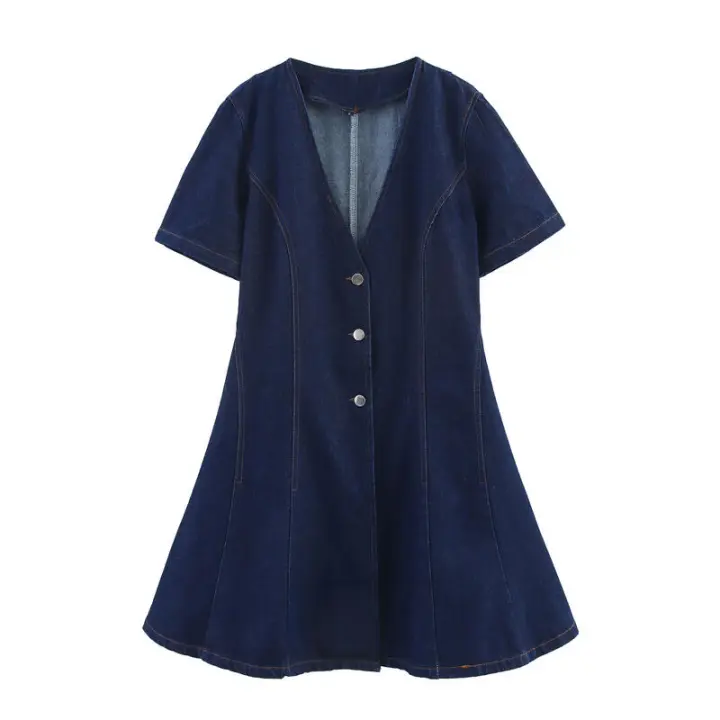 BUNO-minifalda de punto sofisticada para mujer, Top de moda con cuello en V, volantes, corte Regular, vestidos de manga corta, verano 2025 - 1