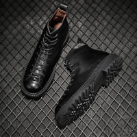 Botas de cuero de alta gama para hombre, zapatos de piel de vaca pura, botas altas de piel de vaca de primera capa - details 6