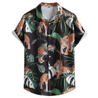 Camisa holgada de manga corta para hombre, top estampado de talla europea, informal, a la moda, novedad de 2023 - details 1